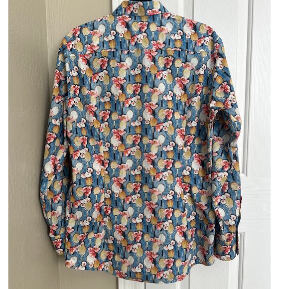 ETON Tennis Racket Flower‎ Floral Long Sleeve Button Shirt Large - Picture 2 of 7